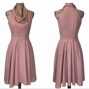 Zara Woman Cowl Neck Flax Linen Dress.